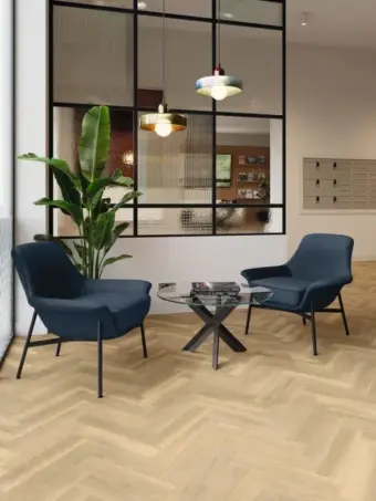 View of Sun Washed Oak in Parquet luxury vinyl tile by Amtico