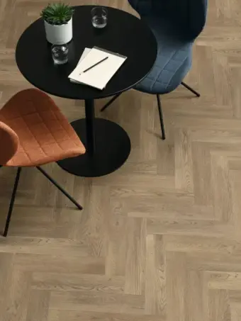 View of Smokehouse Oak in Parquet luxury vinyl tile by Amtico