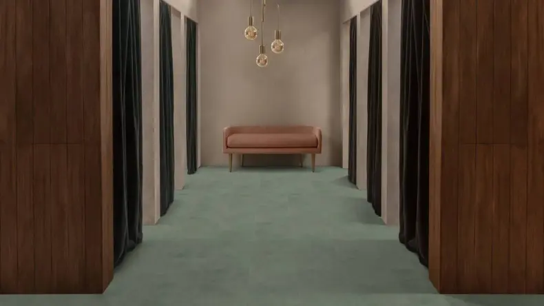 View of Encaustic Okra luxury vinyl tile by Amtico