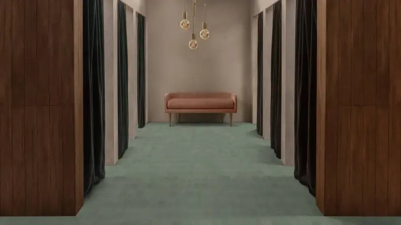 View of Encaustic Okra luxury vinyl tile by Amtico