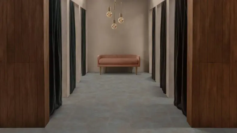 View of Grey Burnished Metal luxury vinyl tile by Amtico