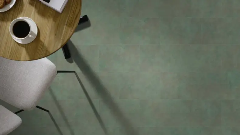 View of Verdigris Burnished Metal luxury vinyl tile by Amtico