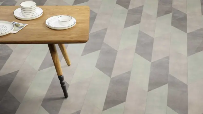 View of Stucco Putty luxury vinyl tile by Amtico
