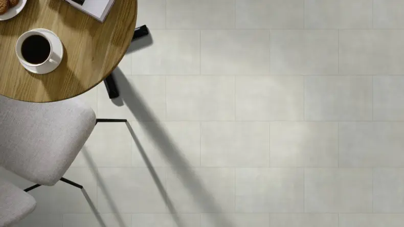 View of Stucco Opaline luxury vinyl tile by Amtico