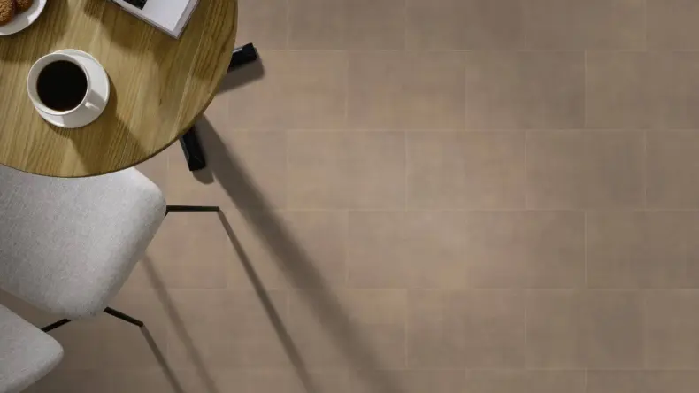 View of Stucco Nutmeg luxury vinyl tile by Amtico