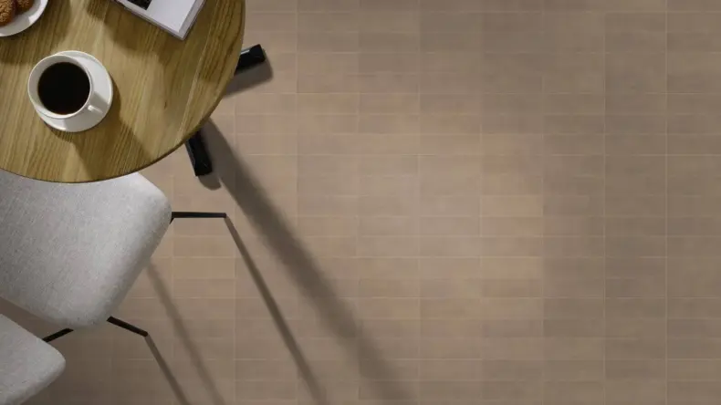 View of Stucco Nutmeg luxury vinyl tile by Amtico