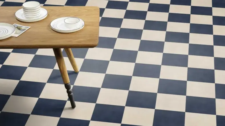 View of Stucco Indigo luxury vinyl tile by Amtico