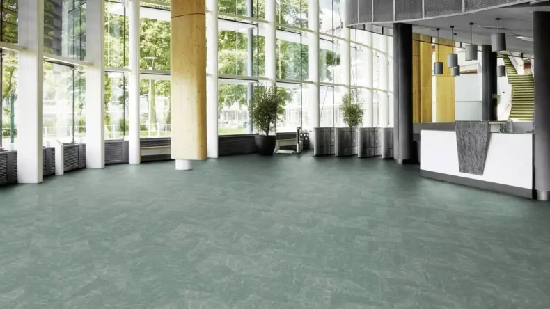 View of Verde Classic Marble luxury vinyl tile by Amtico