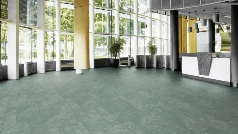View of Verde Classic Marble luxury vinyl tile by Amtico
