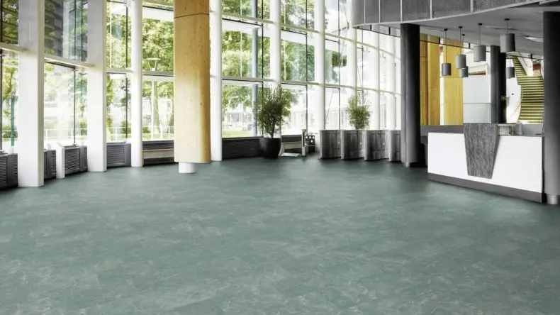 View of Verde Classic Marble luxury vinyl tile by Amtico