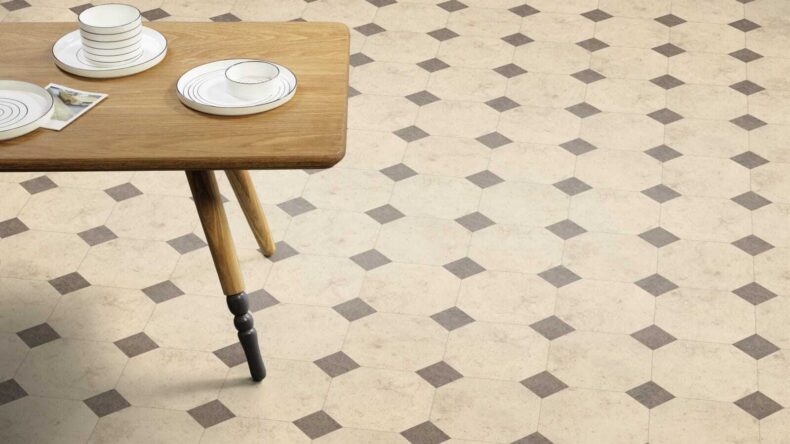 View of Mirabelle Creme luxury vinyl tile by Amtico