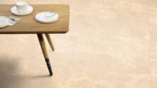 View of Crema Marfil luxury vinyl tile by Amtico