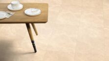 View of Crema Marfil luxury vinyl tile by Amtico