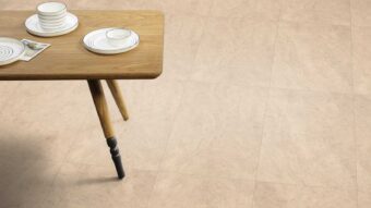 View of Stria Sediment luxury vinyl tile by Amtico