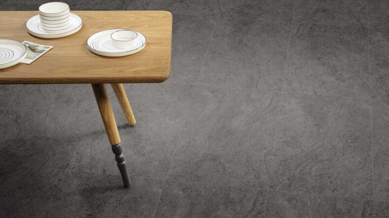 View of Stria Volcanic luxury vinyl tile by Amtico