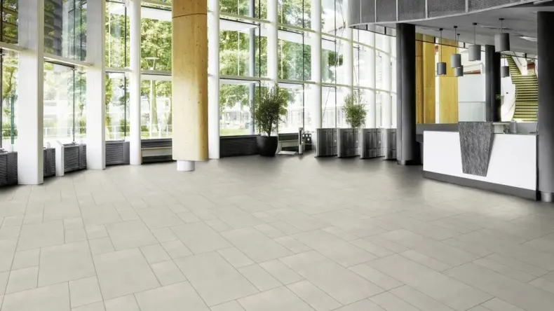 View of Tyne Concrete luxury vinyl tile by Amtico