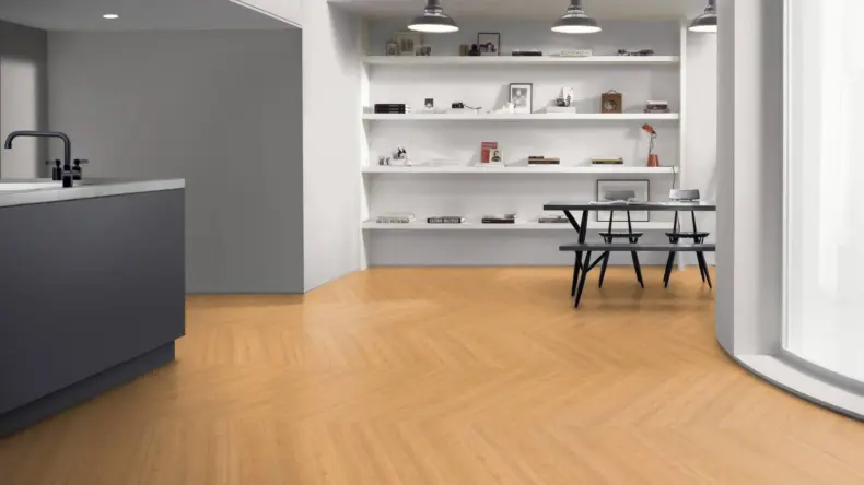 View of Light Cherry Pattern luxury vinyl tile by Amtico
