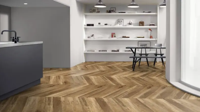 View of Worn Oak Pattern luxury vinyl tile by Amtico