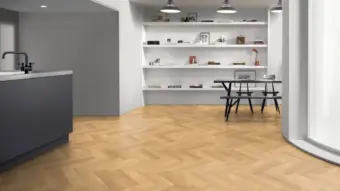 View of White Oak Large Parquet luxury vinyl tile by Amtico