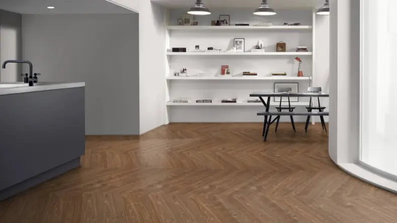 View of Classic Walnut Pattern luxury vinyl tile by Amtico