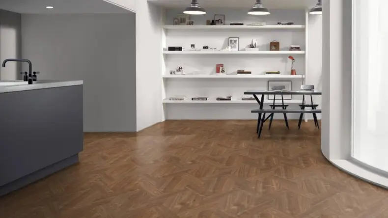 View of Classic Walnut Pattern luxury vinyl tile by Amtico