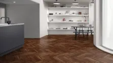 View of Wild Walnut Large Parquet luxury vinyl tile by Amtico