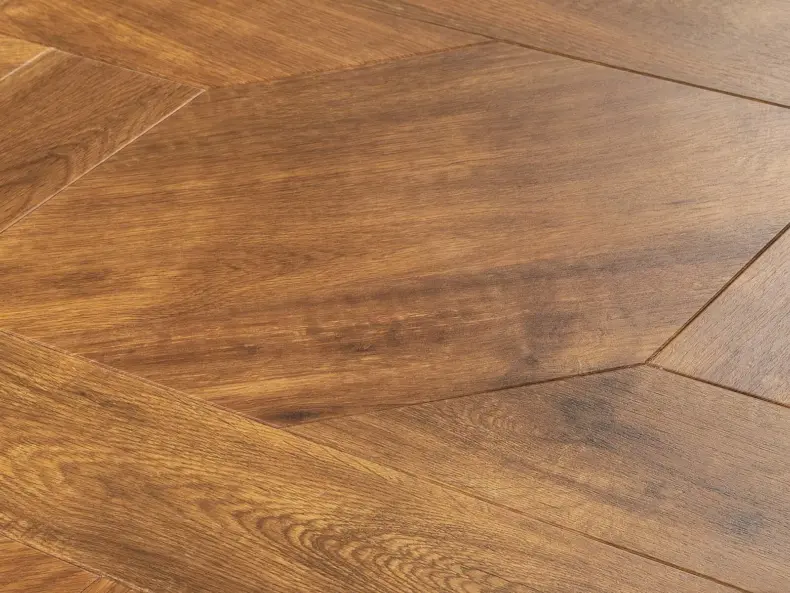 View of Farmhouse Oak Small Parquet luxury vinyl tile by Amtico