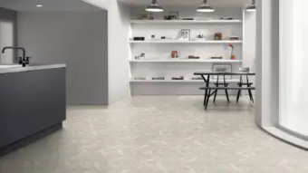 View of White Wash Wood Small Parquet luxury vinyl tile by Amtico