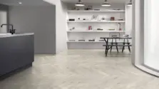 View of White Wash Wood Pattern luxury vinyl tile by Amtico