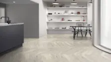 View of White Wash Wood Pattern luxury vinyl tile by Amtico
