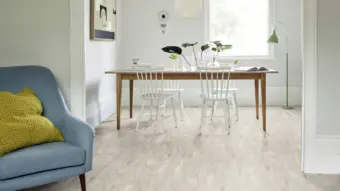 View of White Wash Wood Pattern luxury vinyl tile by Amtico