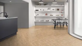 View of Natural Limed Wood Small Parquet luxury vinyl tile by Amtico