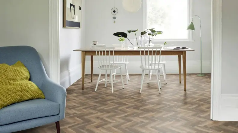 View of Aged Oak Small Parquet luxury vinyl tile by Amtico