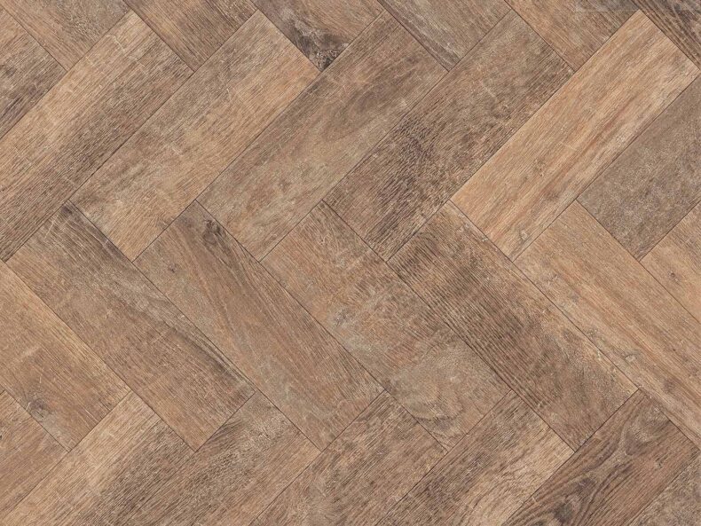 View of Aged Oak Small Parquet luxury vinyl tile by Amtico