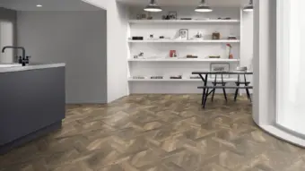 View of Aged Oak Pattern luxury vinyl tile by Amtico