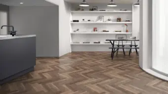 View of Reclaimed Oak Large Parquet luxury vinyl tile by Amtico