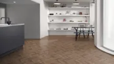 View of Fumed Oak Small Parquet luxury vinyl tile by Amtico
