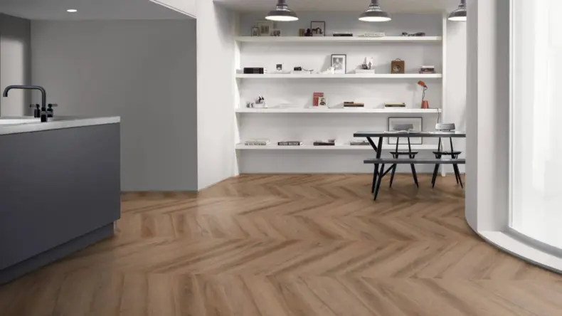 View of Manor Oak Pattern luxury vinyl tile by Amtico