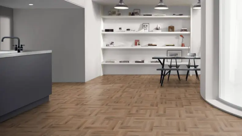 View of Manor Oak Pattern luxury vinyl tile by Amtico