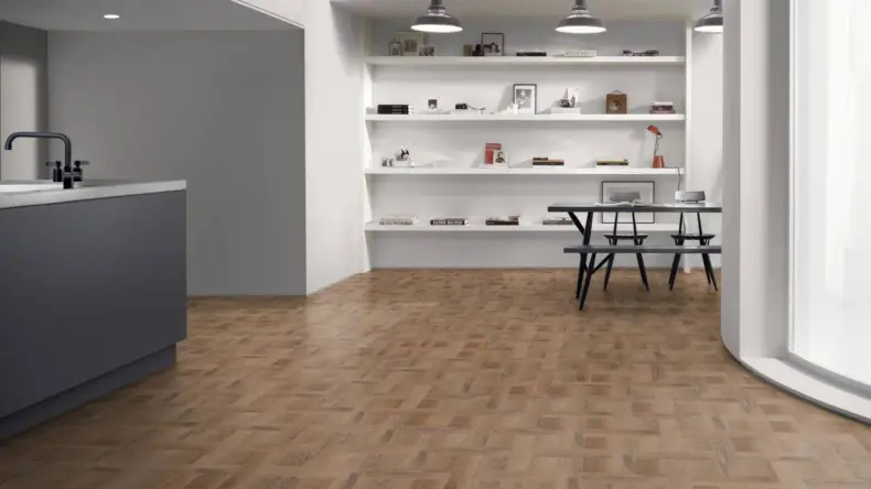 View of Manor Oak Pattern luxury vinyl tile by Amtico