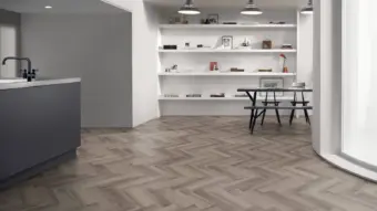 View of Chateau Oak Large Parquet luxury vinyl tile by Amtico