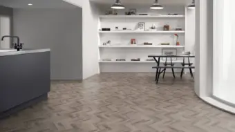 View of Chateau Oak Small Parquet luxury vinyl tile by Amtico