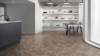 View of Harbour Pine Small Parquet luxury vinyl tile by Amtico