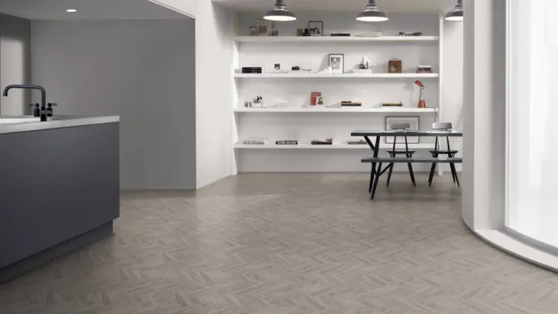 View of Shore Oak Small Parquet luxury vinyl tile by Amtico