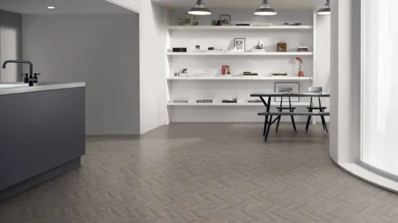 View of Wharf Oak Small Parquet luxury vinyl tile by Amtico