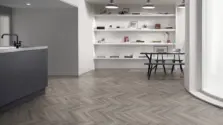 View of Pearl Wash Wood Large Parquet luxury vinyl tile by Amtico