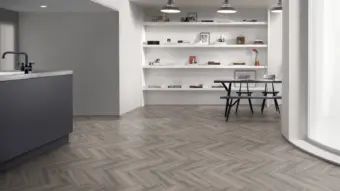 View of Pearl Wash Wood Large Parquet luxury vinyl tile by Amtico