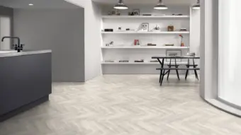 View of Solar Pine Large Parquet luxury vinyl tile by Amtico