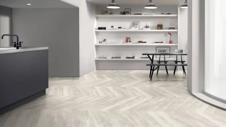 View of Solar Pine Pattern luxury vinyl tile by Amtico