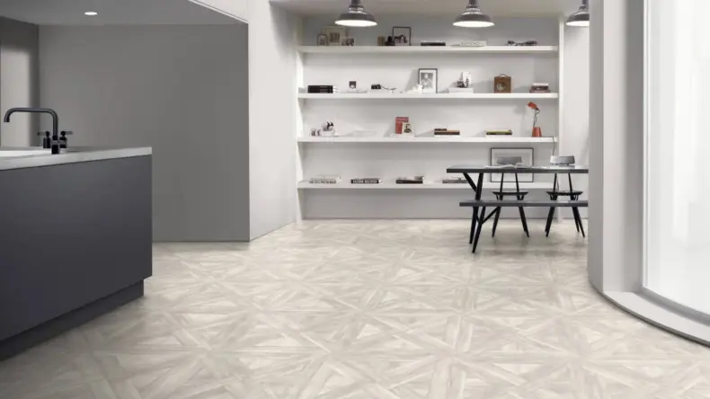 View of Solar Pine Pattern luxury vinyl tile by Amtico